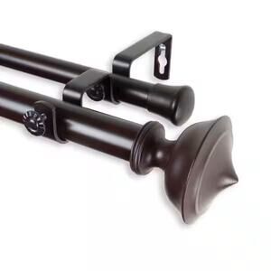Rod Desyne Leopold 1" Double Curtain Rod 48 to 84 in Mahogany